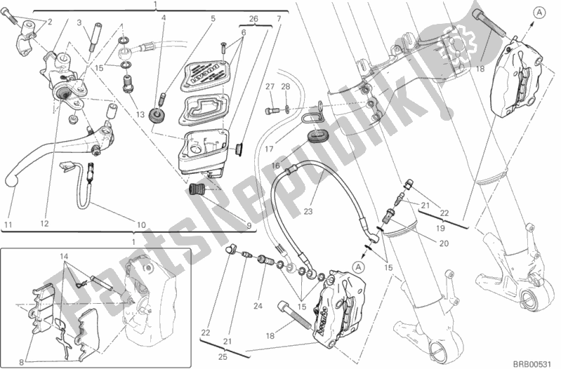 Alle onderdelen voor de Voorremsysteem van de Ducati Diavel Xdiavel USA 1260 2016